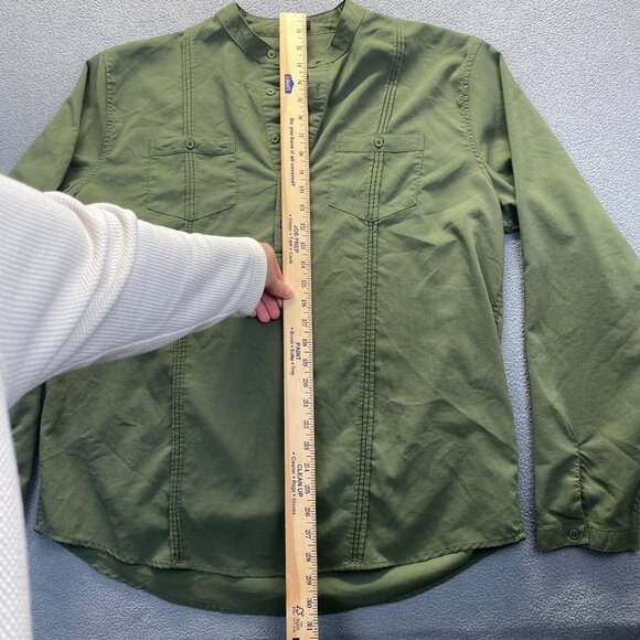 Coofandy  Henley Shirt Long‎ Sleeve size XL,Green,Pockets,Rayon,Preppy,Buttons - Picture 5 of 9
